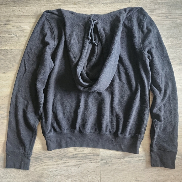 Knit For J. Crew Black Hooded Sweatshirt Hoodie Women's Medium M Casual Basic - Picture 2 of 6